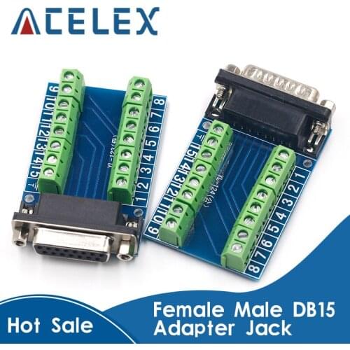 DB15 DP15 D-SUB VGA 15pin Female Male Adapter Jack Terminal PCB Board Double Row 15P Connector RS232 Serial Port Socket Plug