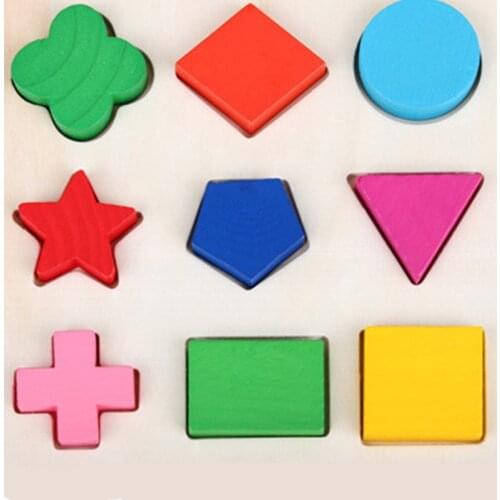 Wooden Geometric Shapes Montessori Puzzle Sorting Math Bricks Preschool Learning Educational Game Baby Toddler Toys for Children