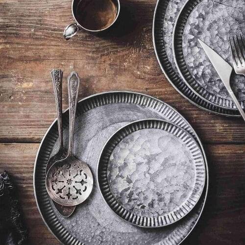 Dessert Plates Metal Tray Dessert Cake Dried Fruit Plate Photography Props Metal Storage Decor Pan Tray Home Kitchen Decoration