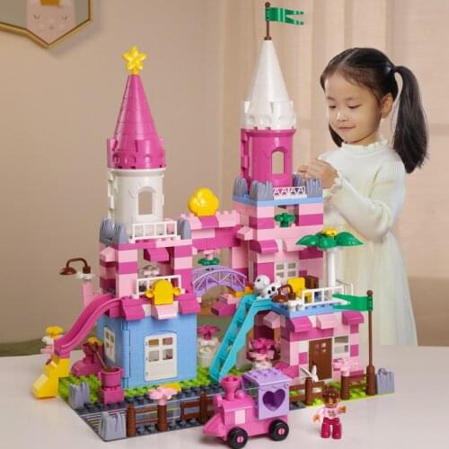 Girls Princess Castle Building Blocks Toy DIY Compatible Duploed Brick Assembly Bricks Construction Building Toys For Children
