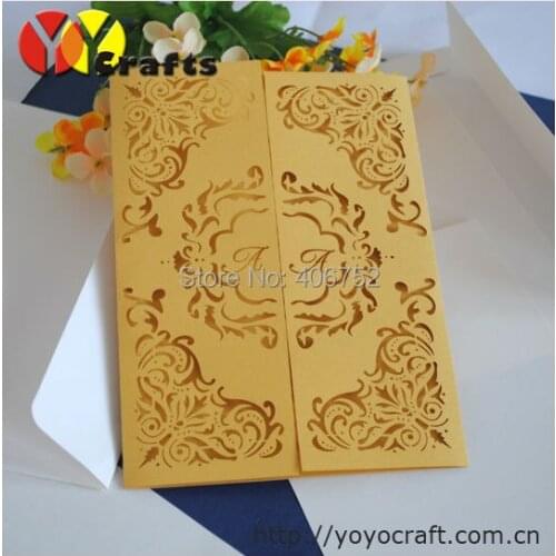 Europe wedding invitations new design party favors golden laser cut wedding cards 2018