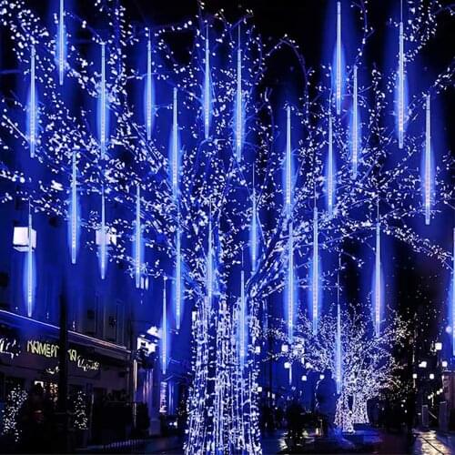 30cm 192LED Meteor Shower Garland Strip Light Outdoor Xmas Waterproof Fairy Lights Garden Street Christmas Decoration Strip Lamp