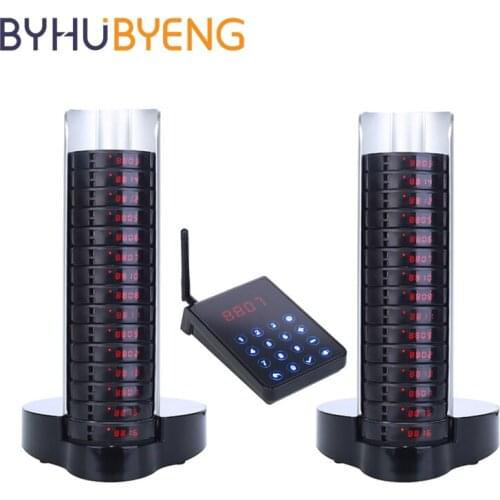 BYHUBYENG 30pc Guest Paging System Smart Transmitter Charging Reminding Way 3km Distance Cafe Restaurant Call Panel Device Bell