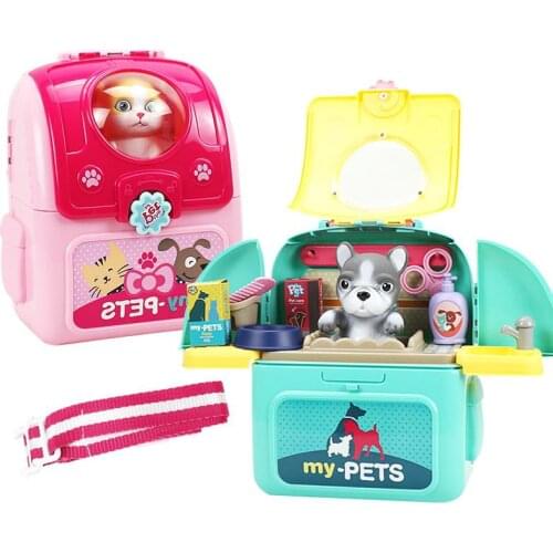 HobbyLane Kids Pet Grooming Care Toy Set Backpack Doctor Pretend Play Preschool Pre-Kindergarten Toys for Boys Girls