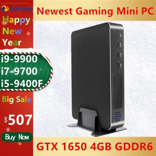 Topton New Gaming Mini PC GeForce GTX1650 4GB GDDR6 i9-9900 i7-9700 i5-9400F Win10 Desktop Computer NVMe 2*HDMI2.0 DVI DP WiFi