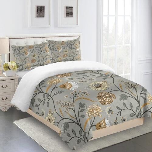 Home Furnishing Art Plant Stripe Print Adult Quilt Cover Bedding and Pillowcase King Size Single Double Bedroom Bed Cover