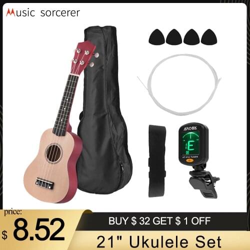 21" Ukulele Set Colored Acoustic Soprano Ukulele Ukelele Kit Basswood Guitar mini guitar accessories Musical Instruments