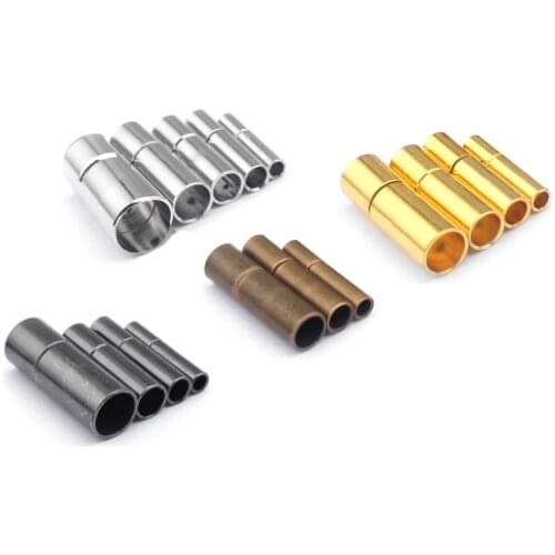 10Pcs Bronze/Black/Rhodium/Gold Color 2mm/3mm/4mm/5mm/6mm End Caps Bayonet Clasps For Leather Necklace/Bracelet Jewelry Findings