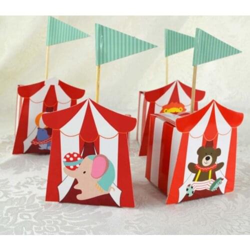 20pcs/Lot Cute Circus Animal Theme Party Candy Box Box Kids Birthday Baby Shower Decoration Candy Gift Box Party Supplies