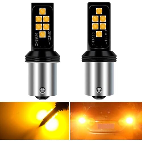 2PCS P21W 1156 BA15S PY21W BAU15S 3030 12SMD Bulb T20 7440 W21W LED Lamp For Car Reserve Lamp Auto Brake Light Amber White orang