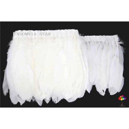 2Yards/Lots 100% natural Goose Feather Trims Dyed Feather Ribbons white 15-20cm/6-8inch Fringes Cloth Belt DIY decoratives