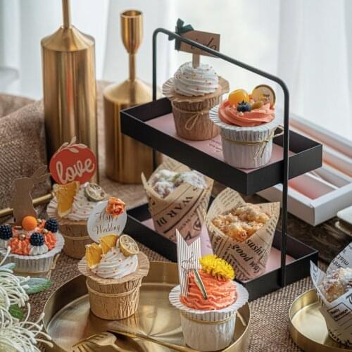 Cake model top hat paper cup simulation fake cream gourmet shooting props dessert table window scene layout decoration