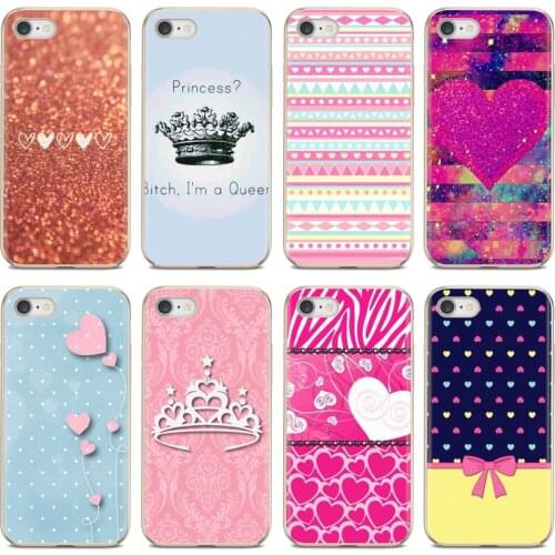 Soft Cover Bag Pink Rose Heart Stripes Princess For Huawei Y6 Y5 2019 For Xiaomi Redmi Note 4 5 6 7 8 Pro Mi A1 A2 A3 6X 5X 7A