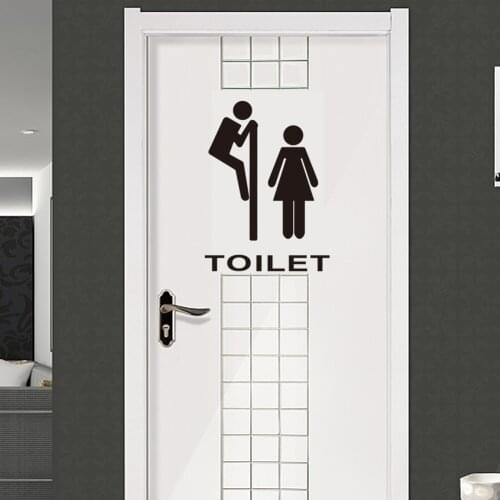 Washroom Wall Sticker Bathroom Decor Toilet Door Vinyl Decal Transfer Vintage Decoration Wall Art Home Decor Sticker