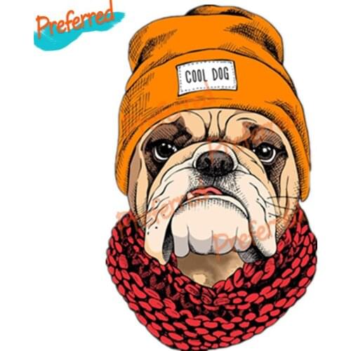 Personality Cool Dog with Scarf and Hat Car Stickers Decal Anime Cute Car Accessories Decoration Pegatinas Para Coche
