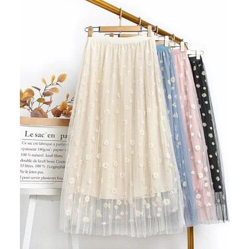 New Summer Womens Small Daisy Chiffon Floral Fairy Skirt Small Fresh Wild Skirt Skirts Womens