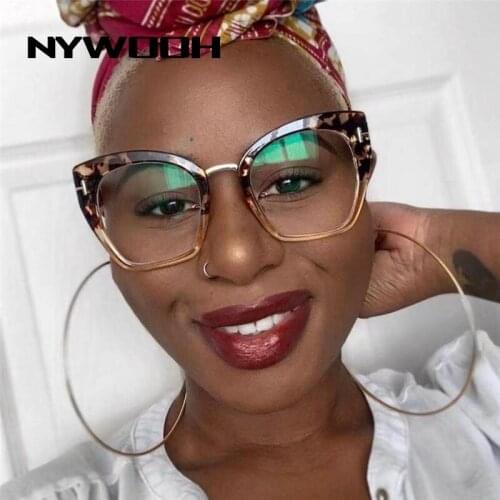 NYWOOH Anti Blue Blocking Computer Glasses Women Fashion Cat Eye Eyeglasses for Ladies Trendy Oversized Optical Frames