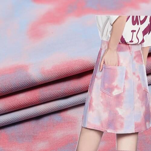 Jean Fabric Tie Dyed Fashion New Cotton Twill Denim Fabric Colorful For DIY Dress Blazer Suits Tissus Crafts Patchwork 50X150cm