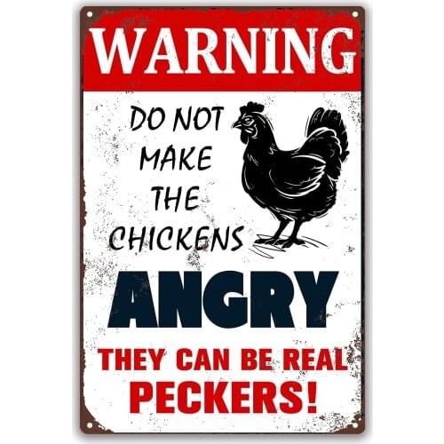 Chicken Coop Sign Warning Do Not Let Chicken Angry Metal Sign Farmhouse Door Fence Retro Chicken Coop Wall Metal Wall Sign