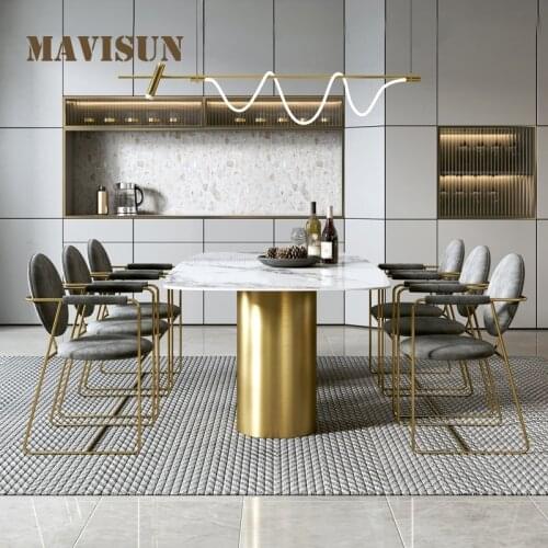 Luxury Stainless Steel Base White Marble Dining Table And Chairs Nordic Golden Dinning Table Set 4 Chairs Restaurant Furniture