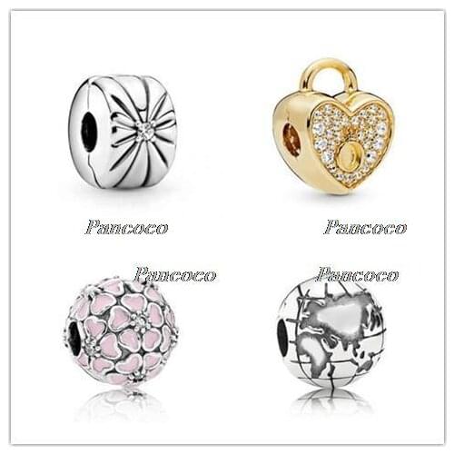 925 Sterling Silver Charm Engraved Firework Sunburst Clip Lock Stopper Beads Fit Pandora Bracelet & Necklace Diy Jewelry