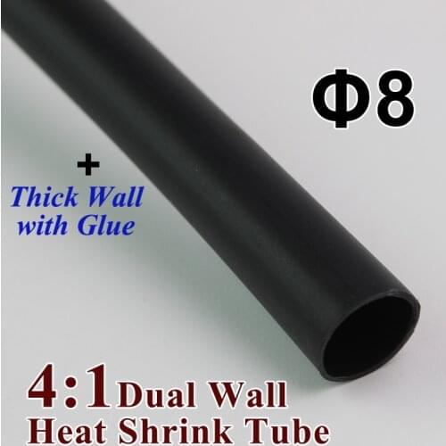 1.22meter/lot 8mm 4:1 Heat Shrink Tube with Glue Adhesive Lined Dual Wall Tubing Insulation Sleeving Wrap Wire Cable kit