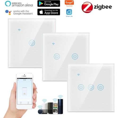 1/2/3/4 Gang WiFi Smart Light Switch Glass Panel Timing Function Remote Control Wall Switches Works With Alexa Google Home