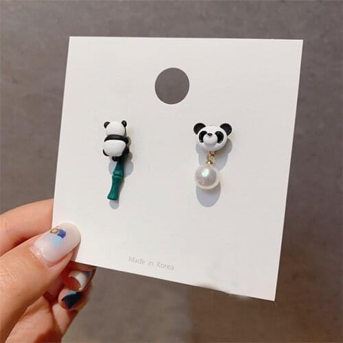 YAOLOGE Exquisite Bamboo Pearl Earrings Cute Simple Panda Earrings 2021 New Gift For Women Girls Fashion Brincos Party Jewelry