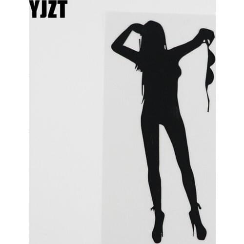 YJZT 7.9CMX16.8CM Girl Beauty Sexy Striptease Club Vinyl Car Sticker Black/Silver 8A-0421