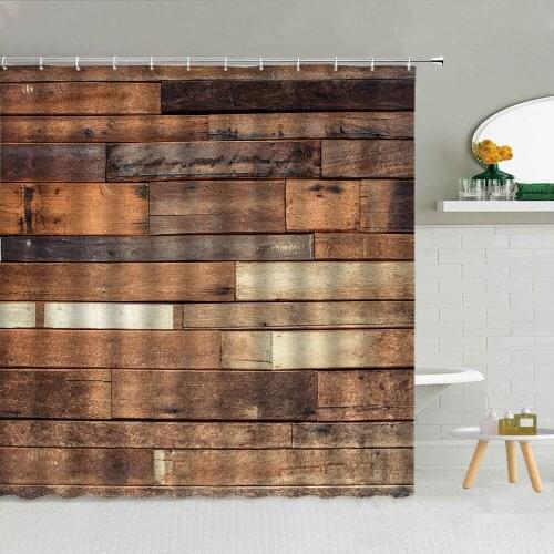 Shower Curtain Creative Retro Wooden Plank Waterproof Polyester Fabric High Quality Bath Screen 3D Printing With Hooks Decor