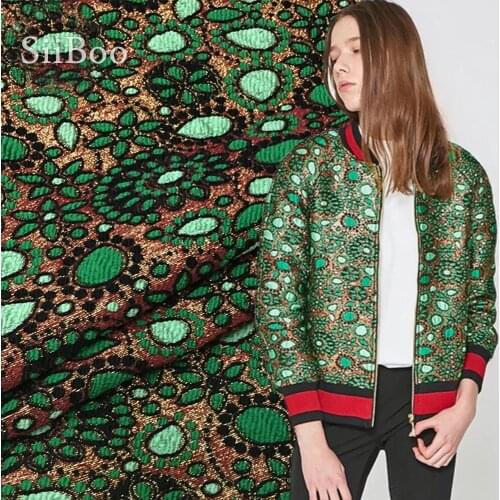 France style elegant green black floral jacquard brocade fabric for coat dress jacquard tissu tecidos stoffen for sewing SP4841