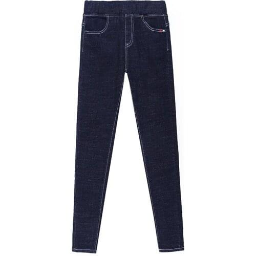 Women Elastic Jeans Thin Section Straight Pencil Pants 2020 Winter New Products Thickened and Plush Velvet Ladies Pants