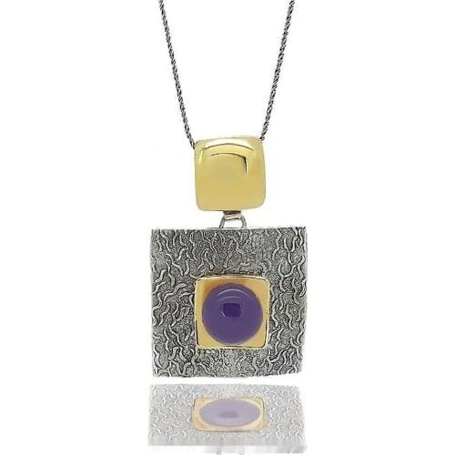 Silver Amethyst Cubic Zirconia Women Necklace Model