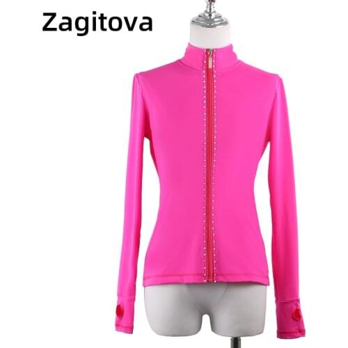 Rose Red Figure Skating Dress For Girls Children High Quality Crystals Women Skiing Ice Skating Clothes For Training