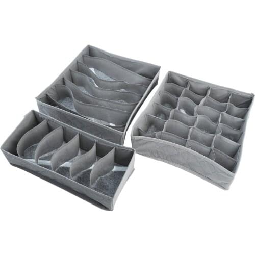 3PCS Foldable Underwear Drawer Organizers Dividers Closet Dresser Clothes Storage Organizer Box For Bras Scarves Ties Socks Boxe