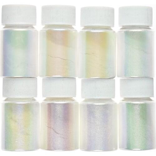8Bottle/Set 8 Colors Shiny Chameleon Dust Nail Art Pearl Powder Pearlescent Mica Epoxy Resin Mineral Soap Manicure Pigment Te#78