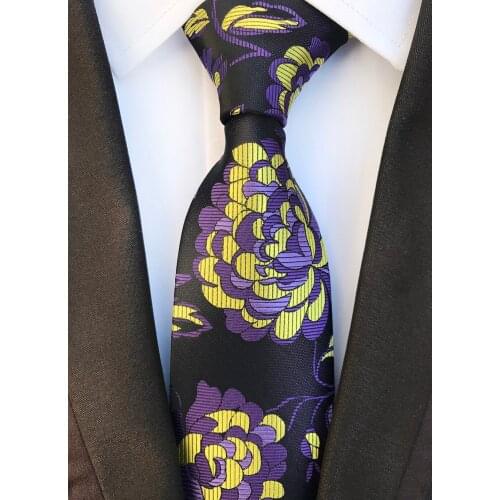 8CM Men Formal Tie Embroidery Flowers Woven Necktie