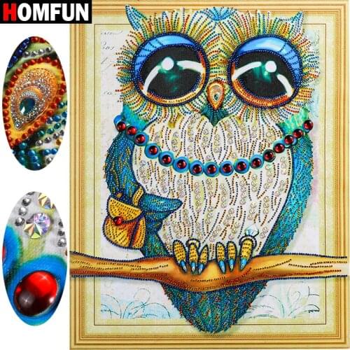 HOMFUN 5D Diamond Painting Animal Special Shape Diamond Embroidery Owl Picture With Rhinestones 5D Home Decor Gift 40x50cm