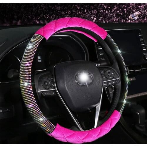 Auto Car Steering Wheel Covers Winter plush Creative Diamond Handlebar Cover Fit for Women Ladies Girls Car interior Accessories