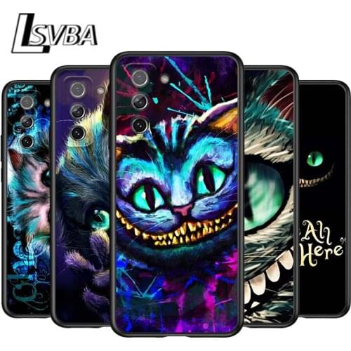 Wonderland Cat for Samsung Galaxy S21 Ultra Plus Note 20 10 9 8 S10 S9 S8 S7 S6 Edge Plus Black Soft Phone Case