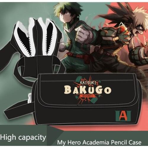Black Makeup Bags School Pen Pouch Anime My Hero Academy Pattern Kids Boys Pencil Cases Stationery Bags for Students Adult 2020