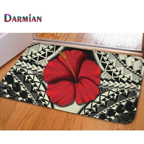 DARMIAN Living Room Carpets Tribal Hibiscus Flower Design Rugs Bathroom Non-slip Mat Decoration Home Entrance Doormat Alfombras