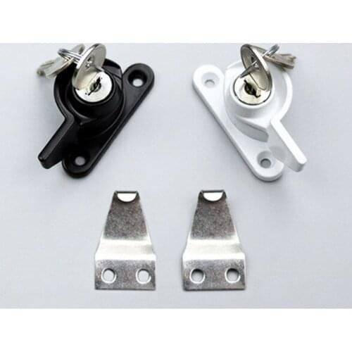 Right/Left open White / Black Zinc Alloy Doors And Windows Lock Window Door Lock Sash Jammer Windows Hasp Security Lock with Key