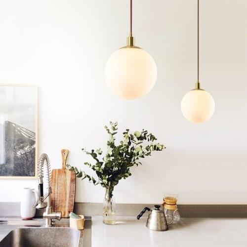 Global Pendant Light Brass Glass Ball Lampshade glass ball light Kitchen Personality Nordic Designer single pendant light