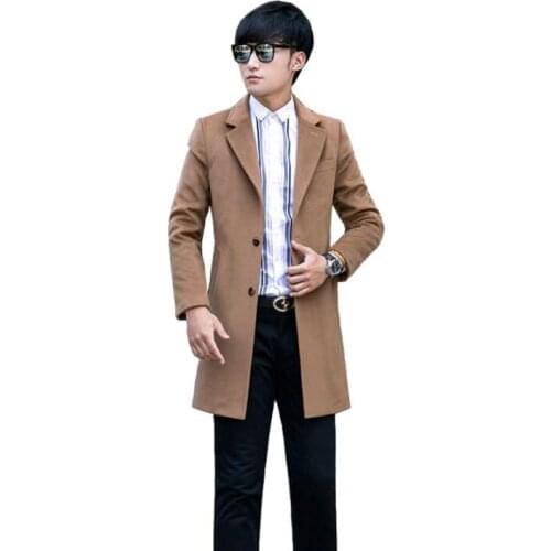 Suits casual woolen coat men trench coats long sleeves Single-breasted overcoat mens cashmere coat casaco masculino england