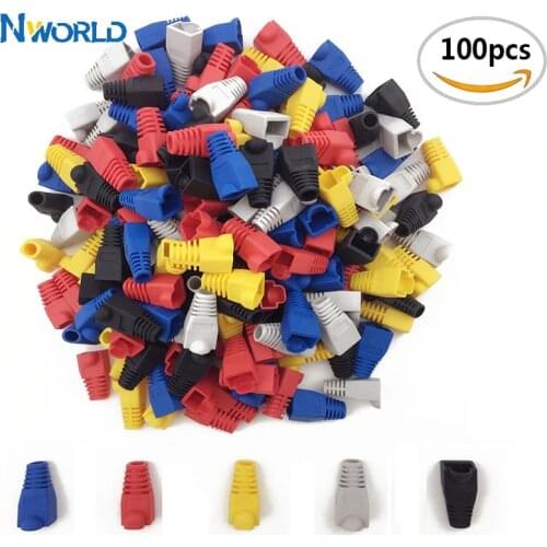 Hot Sell 100 Pcs Mixed Color CAT5E CAT6 RJ45 Ethernet Network Cable Strain Relief Boots Cable Connector Plug Cover