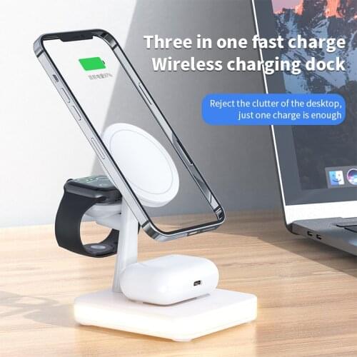 3 in 1 Magnetic Wireless Charger 25W Fast Charging Station for Magsafe iPhone 12 pro Max Chargers for Apple Watch Airpods pro