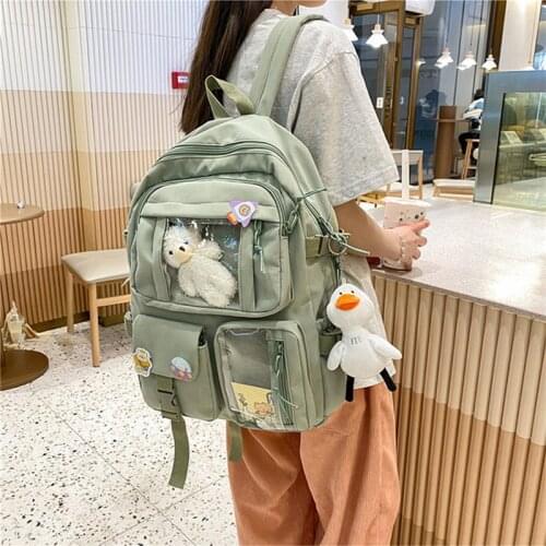 Kawaii Nylon Womens Backpack Fashion Waterproof Rucksack For Teen Girls School Backpack Cute Student Bookbag Travel Bag Mochila