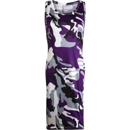 Fashion Women Sexy Tank Dress Slim Casual Camouflage Military O-Neck Print Splice Empire Mini Dresses Vestidos 2021 New Summer