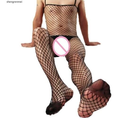 Shengrenmei Male Underwear Porno Mens Fishnet Bodysuit Sexy Jumpsuit Party Lingerie Teddy Exotic Bodystockings for Mens Date